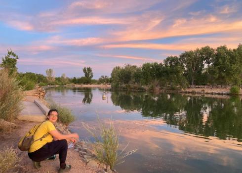 Emily Spindler samples pollinators in New Mexico (Photo: Aimee Code, Xerces Society)