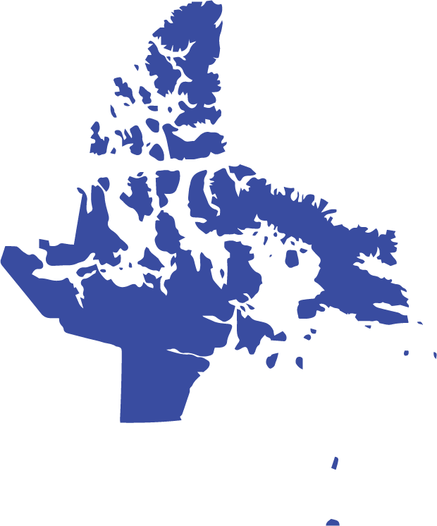 A dark blue cutout of Nunavut is shown.