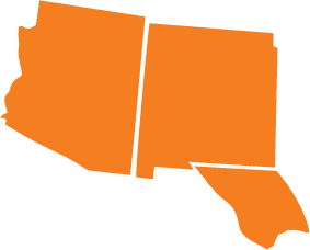 The states of Arizona and New Mexico are shown, as well as the westernmost tip of Texas. This map is orange.