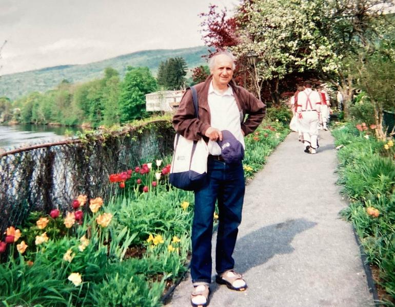 Ralph Masturzo near tulip garden